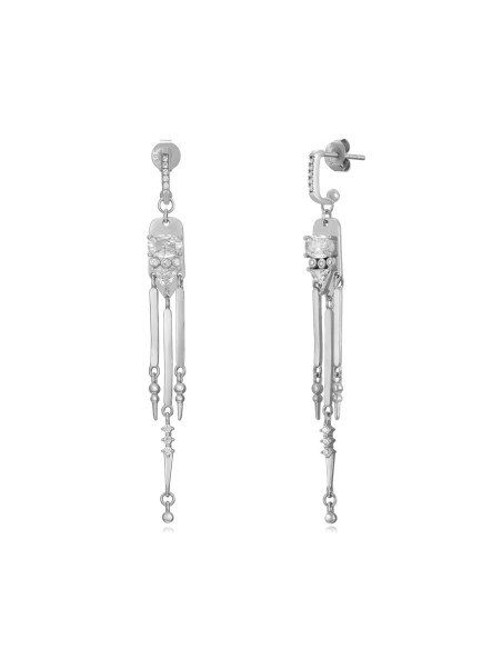 Pendientes Circonita 62mm Bañado Oro y Plata Rodiada