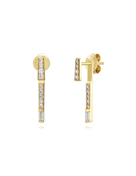 Pendientes Ear Jacket 19 mm - Circonita - Bañado oro y Plata Rodiada