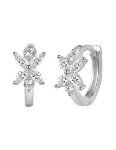 Pendientes Aro Flor - Circonitas Blanca - 11 mm - Bañado Oro y Plata Rodiada 2