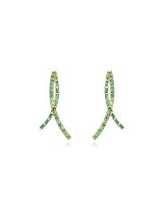 Pendientes doble curva - Circonita - 26mm - Bañada Oro y Plata Rodiada