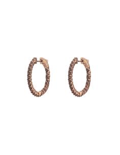 Pendientes Aro - Circonita Chocolate - 24mm - Bañado Oro Rosa