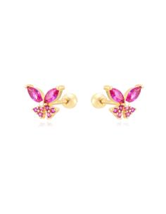 Piercing Mariposa - 6 mm - Circonita - Bañado Oro y Plata Rodiada