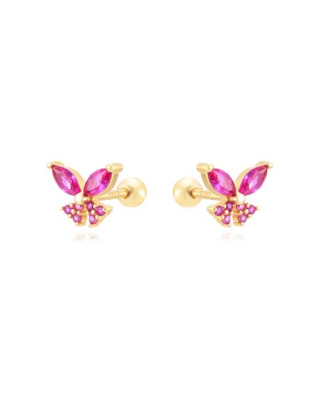 Piercing Mariposa - 6 mm - Circonita - Bañado Oro y Plata Rodiada