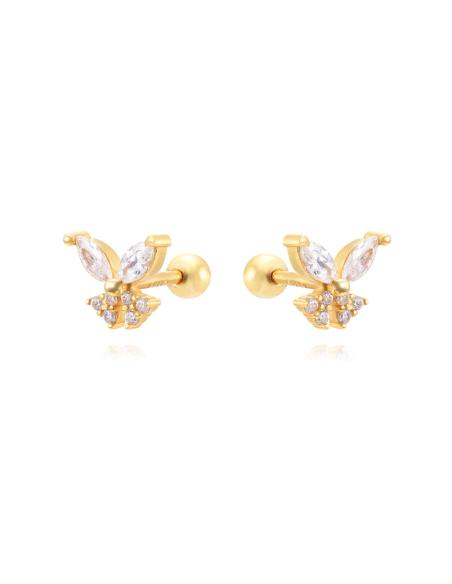Piercing Mariposa - 6 mm - Circonita - Bañado Oro y Plata Rodiada Piercing Mariposa - 6 mm - Circonita - Bañado Oro y Plata Rodiada