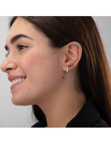 Piercing Flor - 2,6 mm - Circonita - Bañado Oro y Plata Rodiada