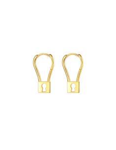 Pendientes Aro - Candado 6*19 mm - Bañado Oro y Plata Rodiada