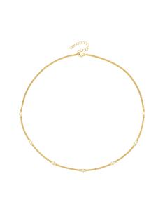 Collar Circonita - 38 + 4 cm - Bañada Oro y Plata Rodiada