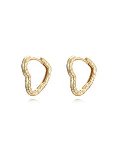 Pendientes Corazon Martillados - Aro 16*18mm - Bañado Oro y Plata Rodiada