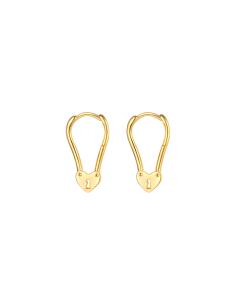 Pendientes Aro - Corazon 6*19 mm - Bañado Oro y Plata Rodiada