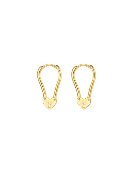 Pendientes Aro - Corazon 6*19 mm - Bañado Oro y Plata Rodiada