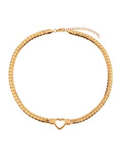 Collar acero - Corazon - 40+5 cm - Color oro y Color Acero