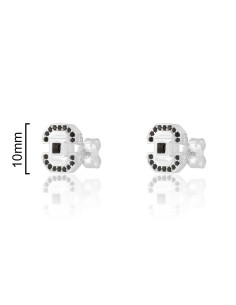 CPE1616 - PENDIENTES CIRCONITAS NEGRAS CON PIEDRA CENTRAL NEGRA EXP0158