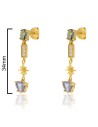 CPE1599 - PENDIENTES LARGOS PIEDRA OVAL ESTRELLA CENTRAL COLGANTE TALLA CORAZÓN