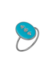 Anillo Plata - Enamel Turquesa - Bañado Oro 2