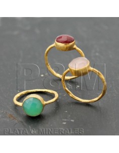 Anillo Mineral - 8mm - 16 - Plata Chapado Oro - Turquesa 2