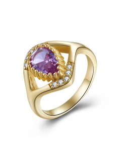 Anillo Mineral Lagrima - Chapado Oro 2