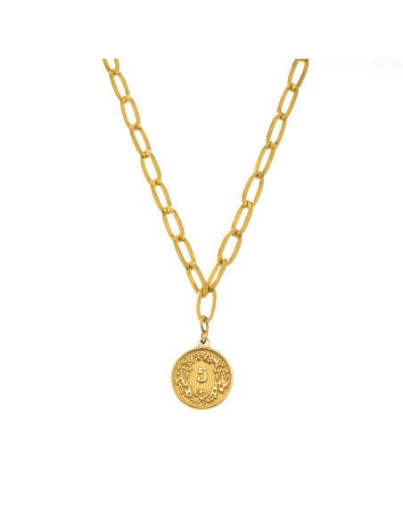 Collar Acero - Moneda Suiza - 45 cm