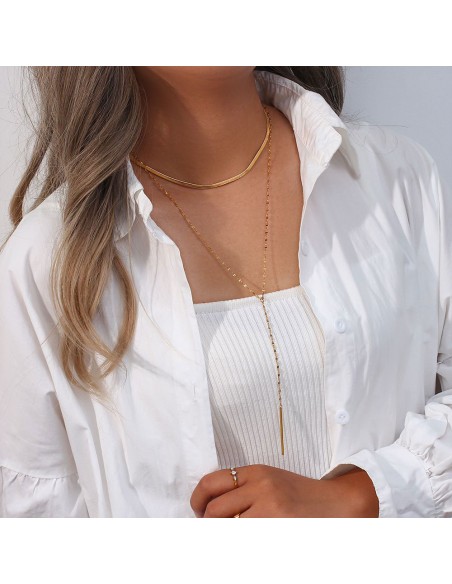 Collar Acero Doble - Barra - 45 cm y 60 cm - Color Oro