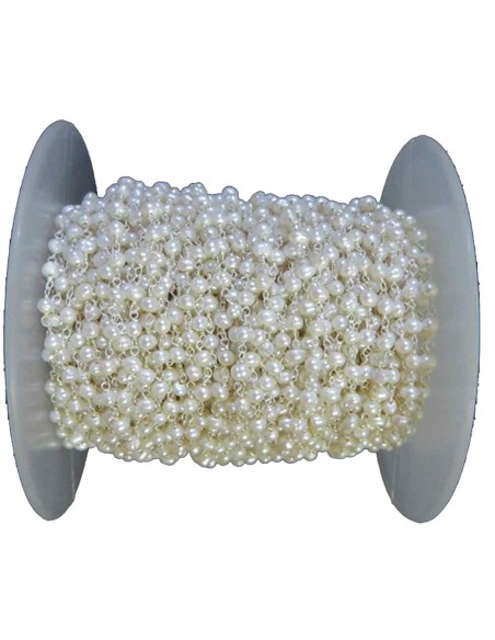 Rosary Chain - 1m Pearl - Gold Plated. Silver and Rutenium Silver Rosary Chain - 1m Pearl - Gold Plated. Silver and Rutenium Silver