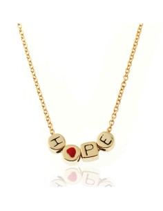 Collar Plata - Hope - Enamel Roja - Bañado Oro y Plata Rodiada 2