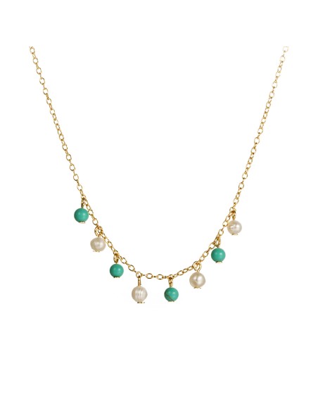 Collar Mineral - Perlas - 30+6cm