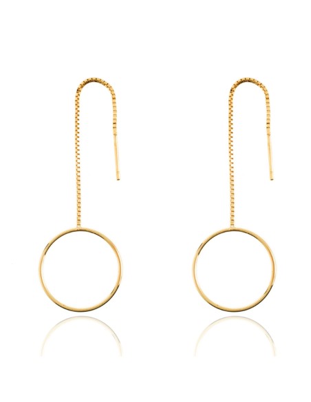 Pendientes - Cadena con Aro - 65 mm - Bañado Oro y Plata Rodiada Pendientes - Cadena con Aro - 65 mm - Bañado Oro y Plata Rodiada