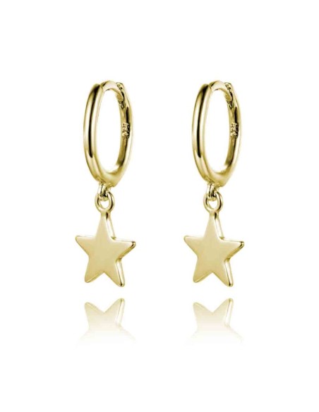 Pendientes Estrella 7mm - Aro 11mm - Bañado Oro y Plata Rodiada