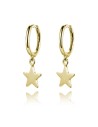 Pendientes Estrella 7mm - Aro 11mm - Bañado Oro y Plata Rodiada