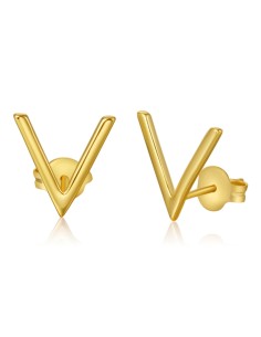 Pendientes V - 12 mm - Bañado Oro y Plata Rodiada 2