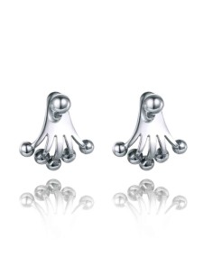 Pendientes Ear Jacket - Bolitas 14 mm - Bañado Oro y Plata Rodiada 2