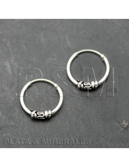 Pendientes Bali - Aros Bali 12mm - 5uds - Plata