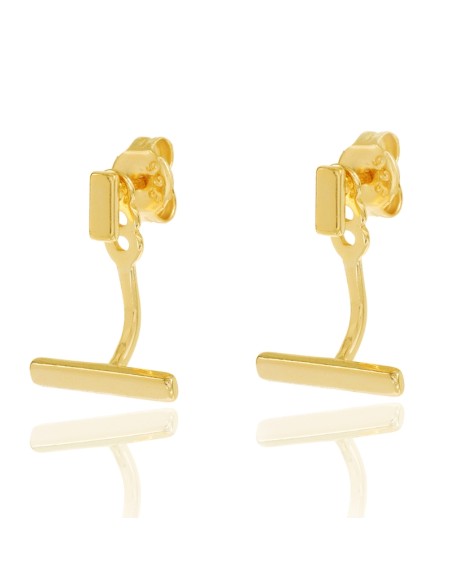 Pendientes Earjacket - Barra 14 mm - Bañado Oro y Plata Rodiada