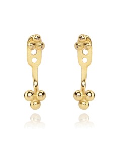 Pendientes Ear jacket - Bolas 17 mm - Bañado Oro y Plata Rodiada 2