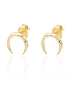 Pendientes Cuerno - 10 mm - Bañado Oro y Plata Rodiada 2