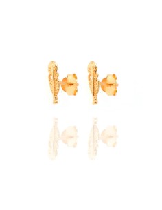 Pendientes Pluma - 10 mm - Bañado Oro y Plata Rodiada 2