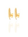 Pendientes Pluma - 14 mm - Bañado Oro y Plata Rodiada