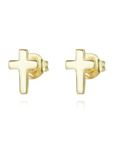Pendientes Cruz - 8*5 mm - Bañado Oro y Plata Rodiada 2