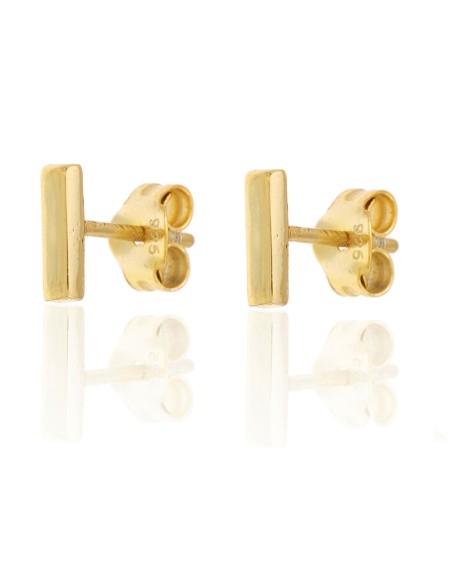 Pendientes Barra - 7 mm - Bañado Oro y Plata Rodiada