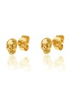 Pendientes Calavera - 6 mm - Bañado Oro y Plata Rodiada