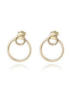 Pendientes Earjacket - Dos Circulos 18 mm - Bañado Oro and Plata Rodiada 2