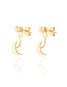 Pendientes Earjacket Luna - 16 mm - Bañado Oro y Plata Rodiada