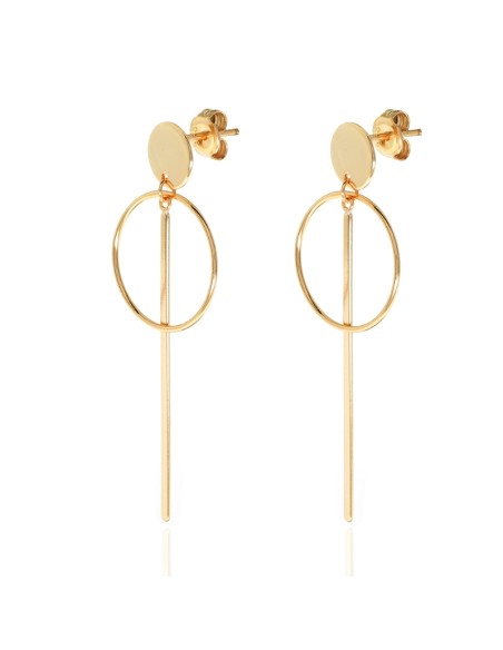Pendientes Circulo Palo - 51 mm - Bañado Oro y Plata Rodiada Pendientes Circulo Palo - 51 mm - Bañado Oro y Plata Rodiada