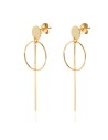 Pendientes Circulo Palo - 51 mm - Bañado Oro y Plata Rodiada