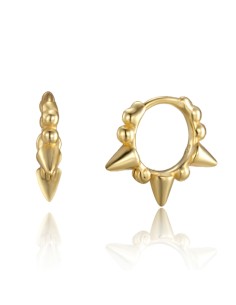 Pendientes Aro Puntos - 12 mm - Bañado Oro y Plata Rodiada 2