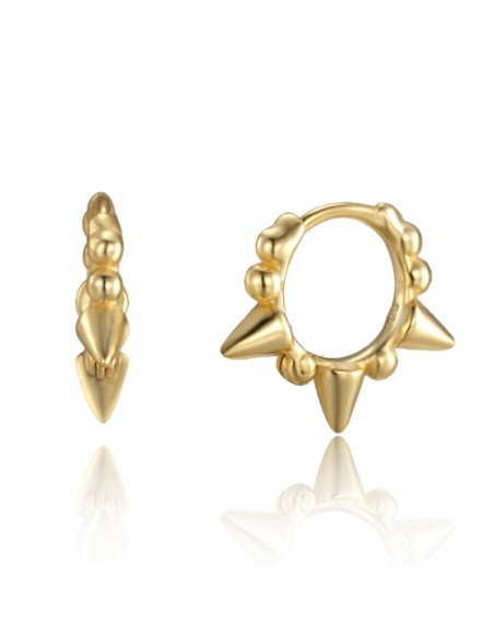 Pendientes Aro Puntos - 12 mm - Bañado Oro y Plata Rodiada