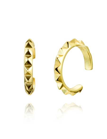 Pendientes Earcuff - Triangulos 10 mm - Bañado Oro y Plata Rodiada
