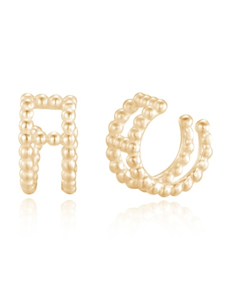 Pendientes Doble Earcuff - Bolas 9.5 mm - Bañado Oro y Plata Rodiada Pendientes Doble Earcuff - Bolas 9.5 mm - Bañado Oro y Plata Rodiada