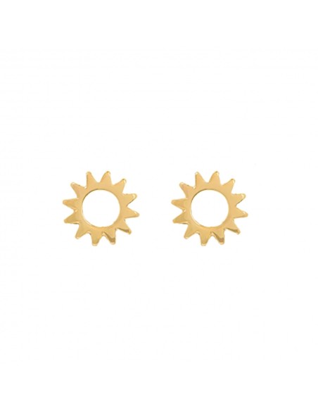Pendientes Sol - 6 mm - Bañado Oro y Plata Rodiada