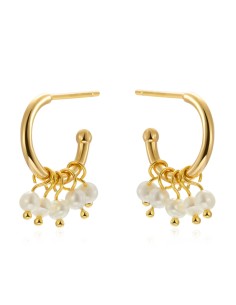 Pendiente Aro - 5 Perla Turquesa - 13mm 2