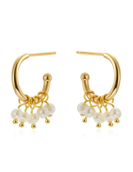 Pendiente Aro - 5 Perla Turquesa - 13mm